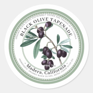 Adesivo Tapenada de Oliva com Ilustração de Oliva Vintag