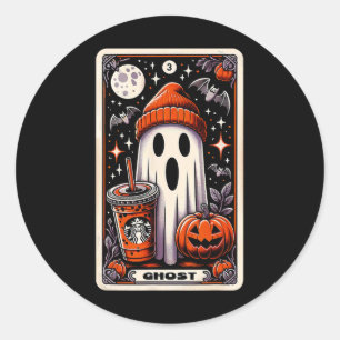 Adesivo Tarot Card Cute Ghost Spooky Season Jack O Lantern