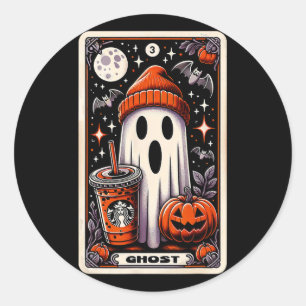Adesivo Tarot Card Cute Ghost Spooky Season Jack O Lantern