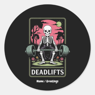 Adesivo Tarot Card Deadlifos Funny Skeleton Workout Design