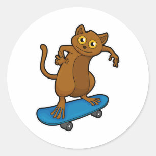 Adesivo Tarsier como skater com skate