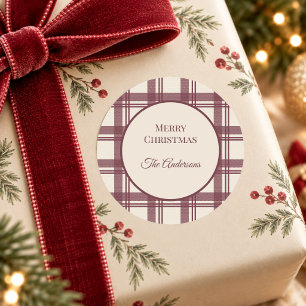 Adesivo Tartan de Natal em Creme Borgonha
