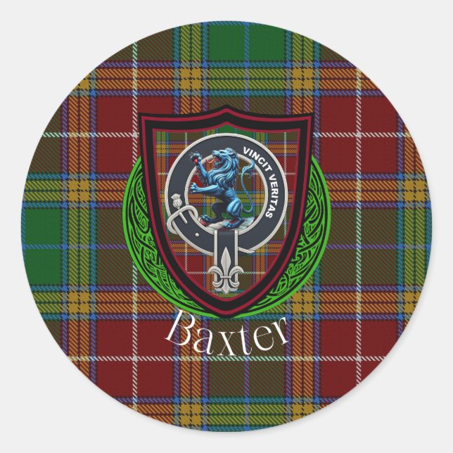 Adesivo Tartan e Brasão do Clã Escocês Baxter (Frente)