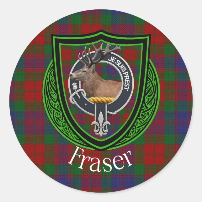 Adesivo Tartan e Brasão do Clã Escocês Fraser (Frente)