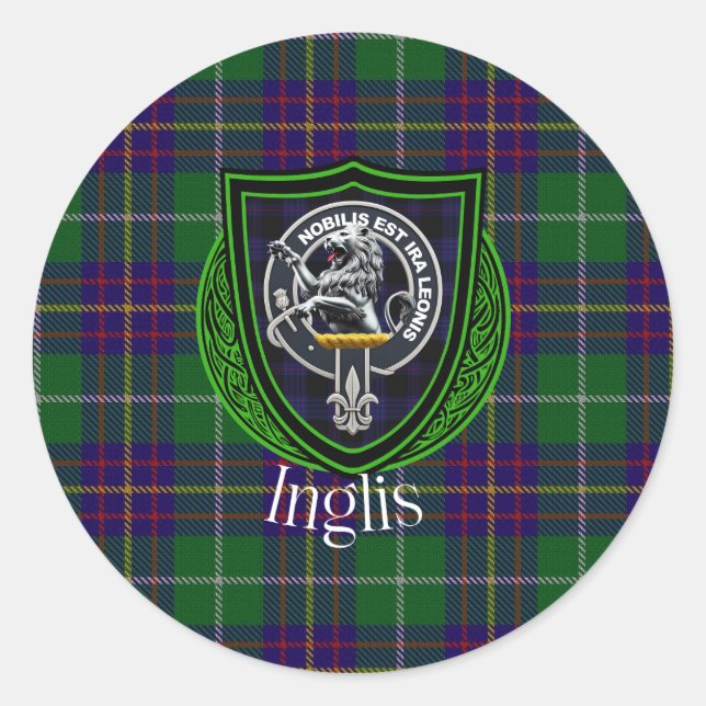 Adesivo Tartan e Brasão do Clã Escocês Inglis (Frente)