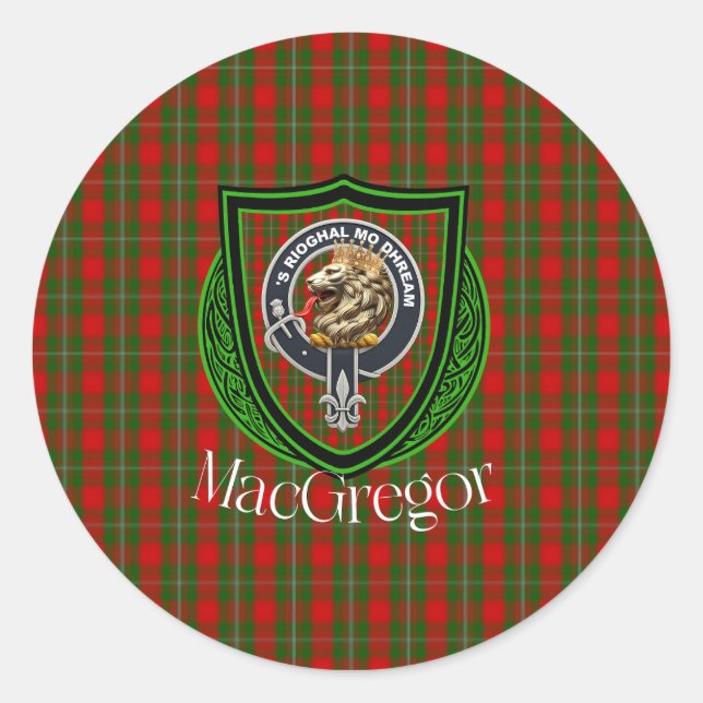 Adesivo Tartan e Brasão do Clã Escocês MacGregor (Frente)