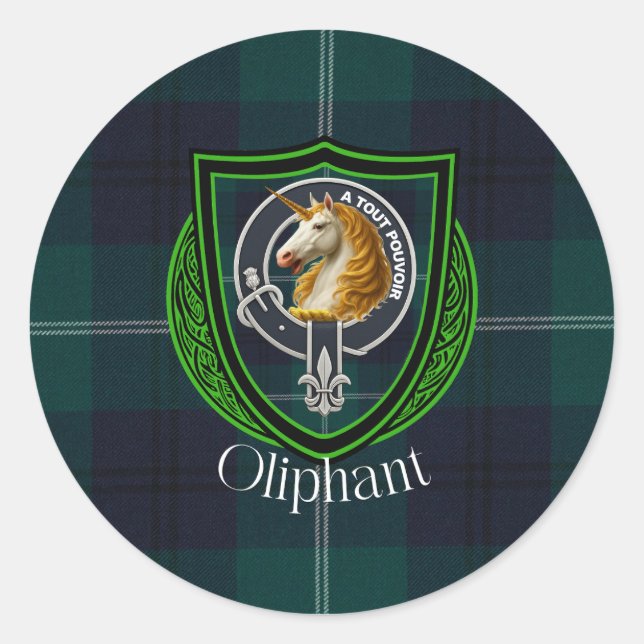 Adesivo Tartan e Brasão do Clã Escocês Oliphant (Frente)