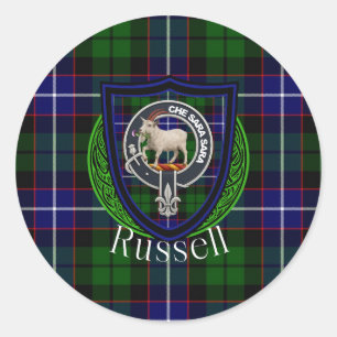 Adesivo Tartan e Brasão do Clã Escocês Russell