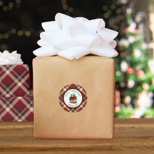 Adesivo Tartan Vermelho e Verde de Natal Personalizado