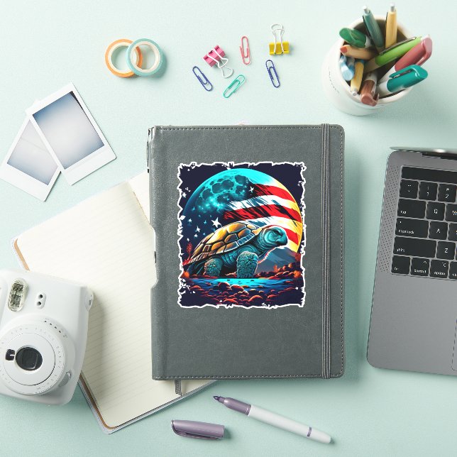 Adesivo Tartaruga americana sob lua com a American Flag Co (Capa para iPad)