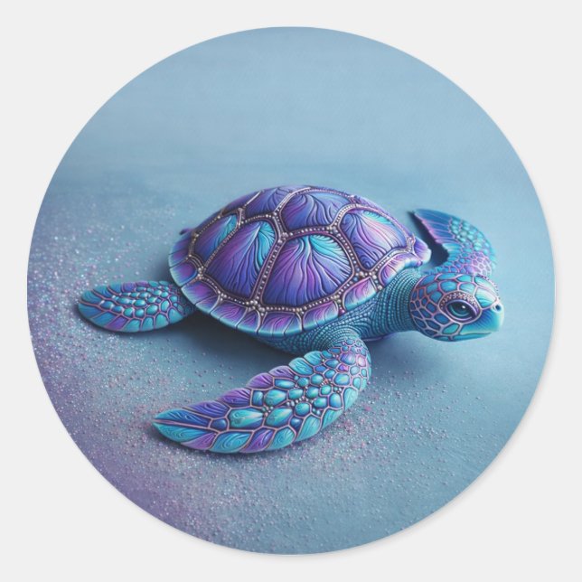 Adesivo Tartaruga azul-teal – Presente Mínimo de Animal Oc (Frente)