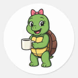 Adesivo Tartaruga bebendo café