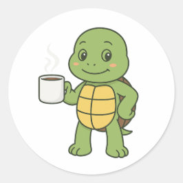 Adesivo Tartaruga bebendo café