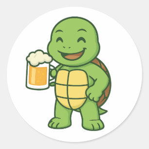 Adesivo Tartaruga bebendo cerveja