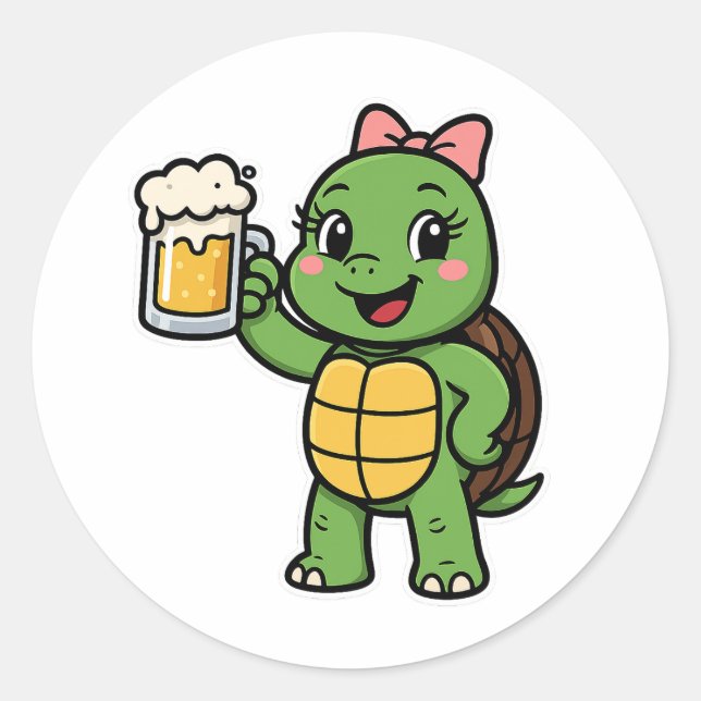 Adesivo Tartaruga bebendo cerveja (Frente)