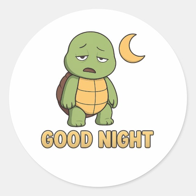Adesivo Tartaruga cansada dizendo Boa Noite (Frente)