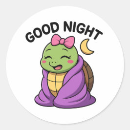Adesivo Tartaruga cansada dizendo Boa Noite