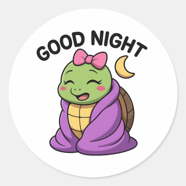Adesivo Tartaruga cansada dizendo Boa Noite (Frente)