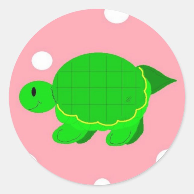 Adesivo Tartaruga Caprichosa Pontos Rosa (Frente)