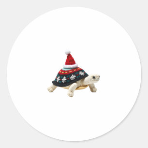 Adesivo Tartaruga com Chapéu de Papai Noel - Camiseta Feia