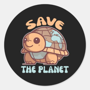 Adesivo Tartaruga Com Proteção Ambiental Da Terra Poupe