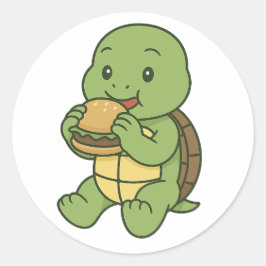 Adesivo Tartaruga comendo um hambúrguer 