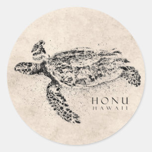 Adesivo Tartaruga de mar havaiana de Honu no pergaminho do