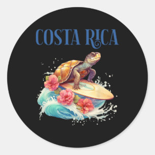 Adesivo Tartaruga de Praia de Surf Sorridente Flores Tropi