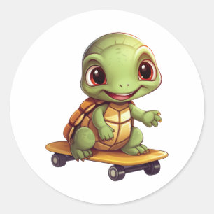 Adesivo Tartaruga de Skateboard, Design de animal atlético