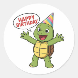 Adesivo Tartaruga desejando Feliz Aniversário 