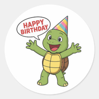 Adesivo Tartaruga desejando Feliz Aniversário