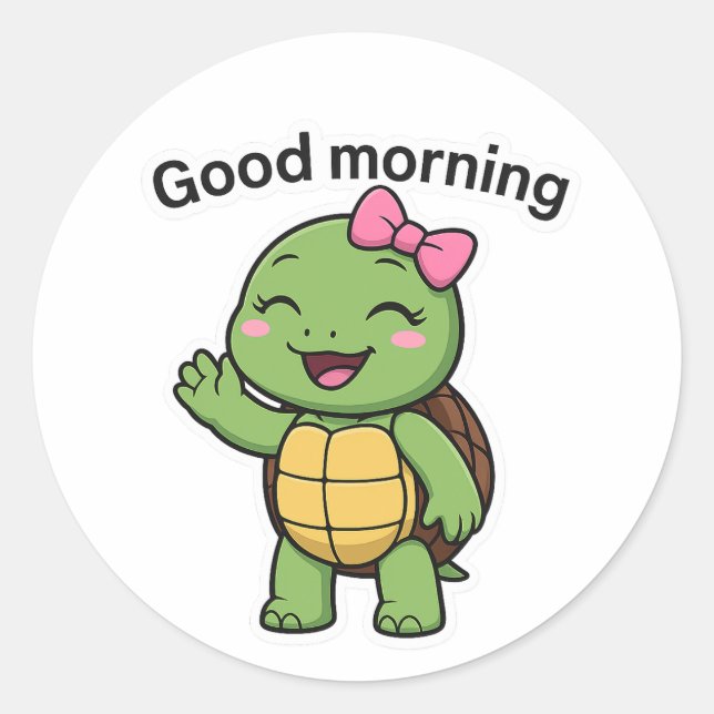 Adesivo Tartaruga dizendo Bom Dia (Frente)