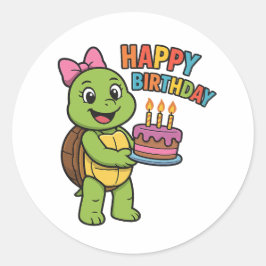 Adesivo Tartaruga dizendo Feliz Aniversário