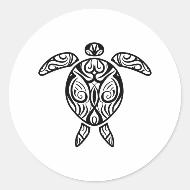Adesivo Tartaruga-do-mar Branca Tribal Havaiana Tatuagem B (Frente)