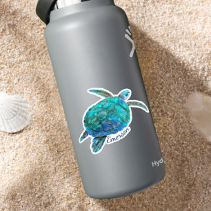 Adesivo Tartaruga do Mar de Cores Aquáticas Personalizada