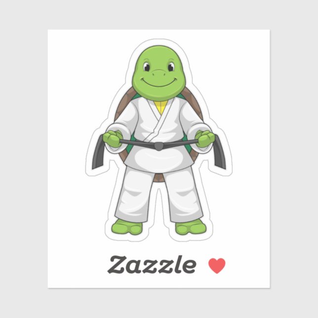 Adesivo Tartaruga em Artes Marciais com Cinturão Negro (Folha)