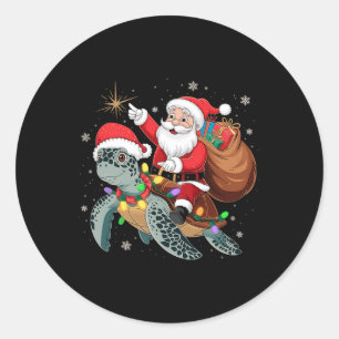 Adesivo Tartaruga Engraçada Natal Papai Noel Montando Tart