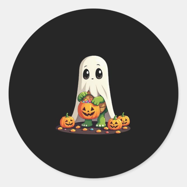 Adesivo Tartaruga Fantasma de Halloween Fofa com Doce (6) (Frente)