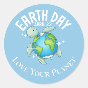 Adesivo Tartaruga Fofa Dia da Terra Crianças Eco Personali
