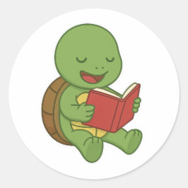 Adesivo Tartaruga lendo livro