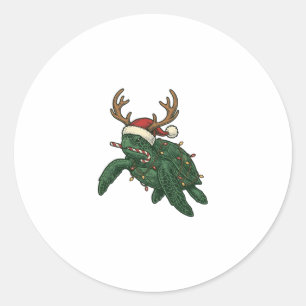Adesivo Tartaruga Marinha De Natal Rena Gravura Vintage De
