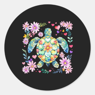 Adesivo Tartaruga Marinha Floral Boho Oceano Animal Vibraç