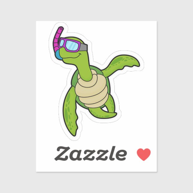 Adesivo Tartaruga Nadando com Snorkel (Folha)