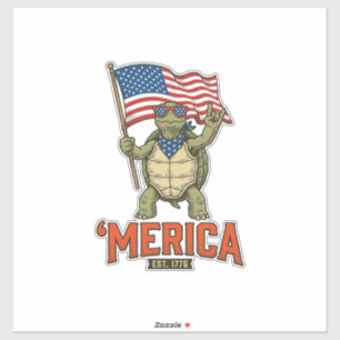 Adesivo Tartaruga Patriótica ‘Merica Vetor Vintage
