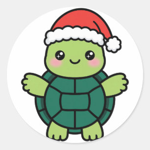 Adesivo Tartaruga Santa Fofa Natal