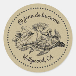 Adesivo tartaruga-sereia-vintage