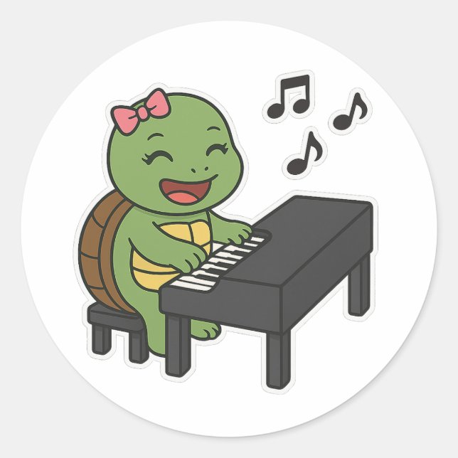 Adesivo Tartaruga tocando piano (Frente)