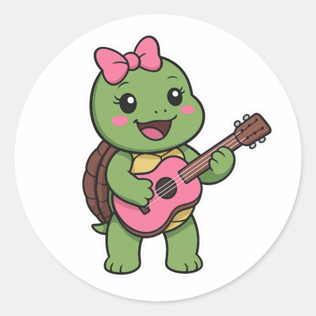 Adesivo Tartaruga tocando violão (Frente)