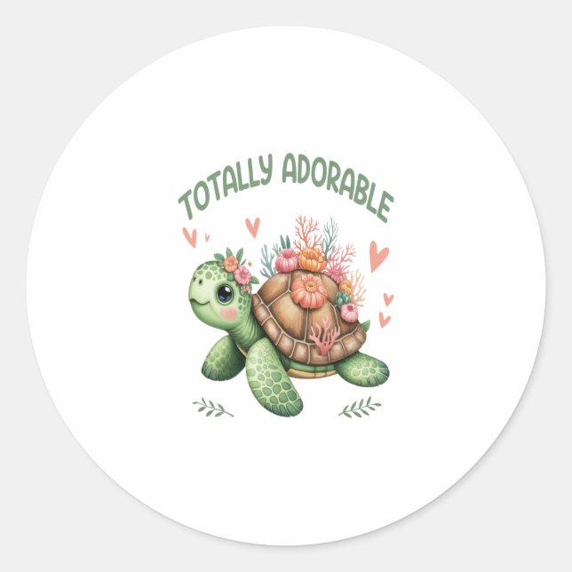 Adesivo Tartaruga Totalmente Adorável com Coral (Frente)