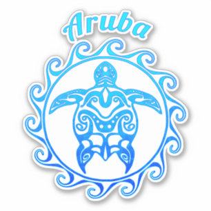 Adesivo Tartaruga Tribal do Oceano Azul Aruba
